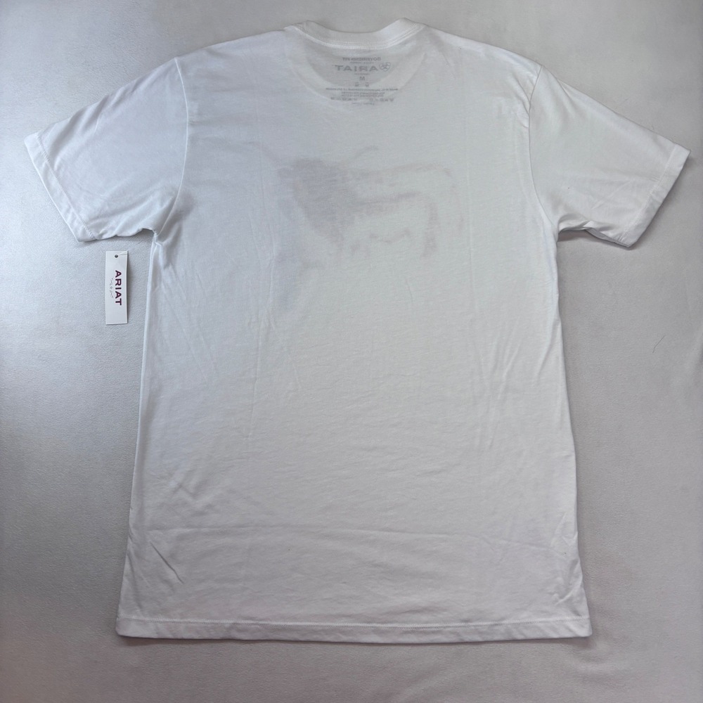 Ariat Women's XL T Shirt New White Short Sleeve Boyfriend Fit Longhorn‎ Cow - Picture 10 of 10